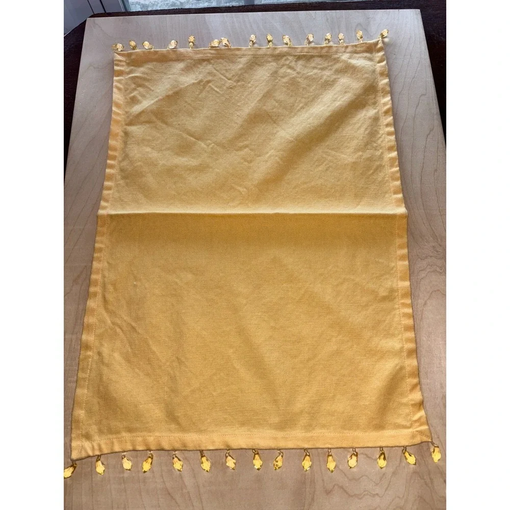 Pottery Barn LOT of 4 Napkins Gold Beaded 14